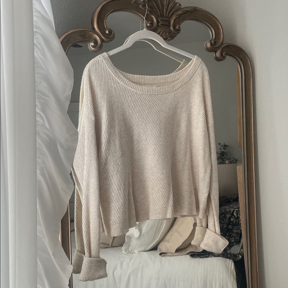 Aerie cropped waffle knit sweater